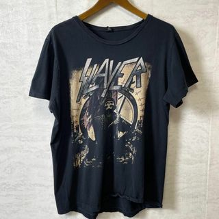 ミュージックティー(MUSIC TEE)のバンドTシャツ　スレイヤー　ミュージックＴ　黒ブラック半袖Ｔシャツ　メンズ古着(Tシャツ/カットソー(半袖/袖なし))