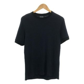 ジョルジオアルマーニ(Giorgio Armani)のGIORGIO ARMANI / ジョルジオアルマーニ | ダイヤ柄 ジャガード クルーネック ニットTシャツ | 48 | ネイビー | メンズ(Tシャツ/カットソー(半袖/袖なし))