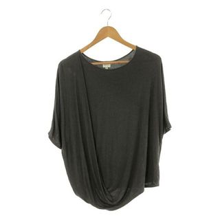 ARMANI COLLEZIONI / アルマーニコレツォーニ | アシンメトリー ドレープ 変形 カットソー Tシャツ | 44 | ダークグレー | レディース(Tシャツ(半袖/袖なし))