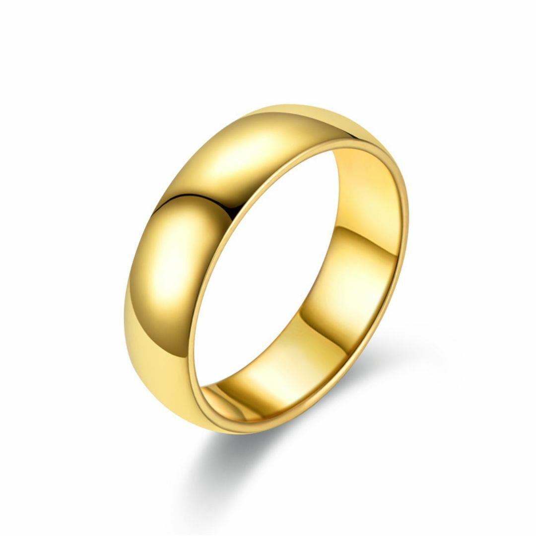 NO.03 指輪 幅6mm ステンレスリング シンプル 曲面仕上げ ゴールド レディースのアクセサリー(リング(指輪))の商品写真