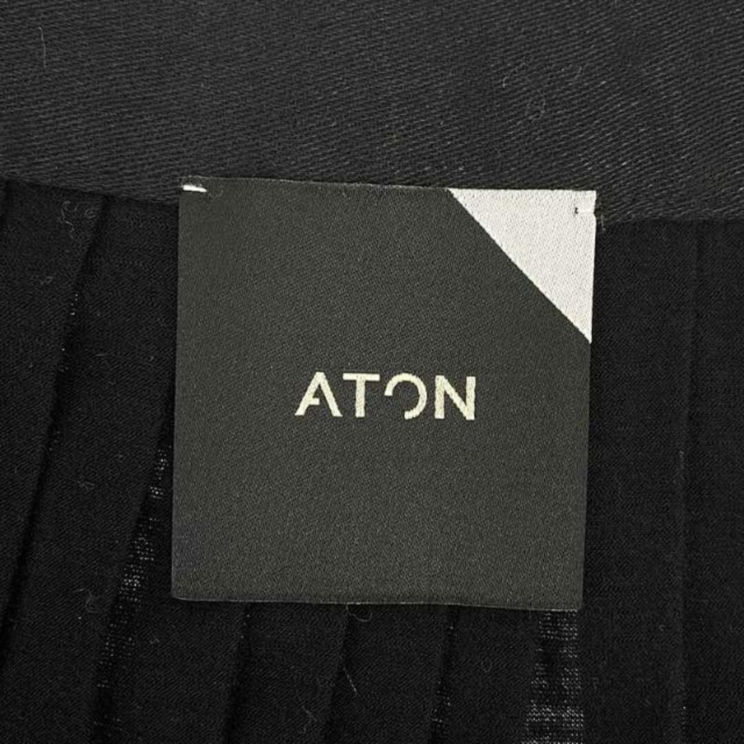 ATON(エイトン)のATON / エイトン | ウールジャージープリーツラップスカート | 2 | ブラック | レディース レディースのスカート(ロングスカート)の商品写真