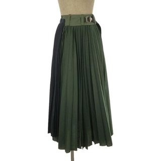 サカイ(sacai)のsacai / サカイ | Cotton Poplin Pleated Skirt スカート | 0 | ネイビー/カーキ | レディース(ロングスカート)