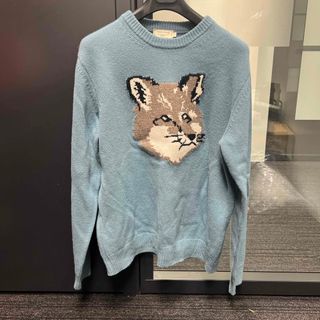 メゾンキツネ(MAISON KITSUNE')のL メゾンキツネ　MAISON KITSUNE FOX ニット　ブルー(ニット/セーター)