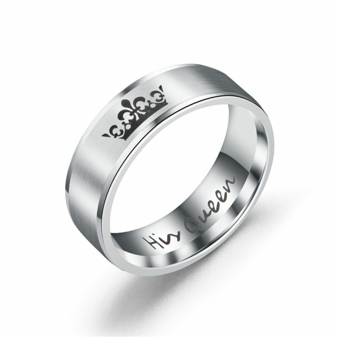 NO.26 指輪 ステンレスリング ブラックKing＆シルバーQueen メンズのアクセサリー(リング(指輪))の商品写真