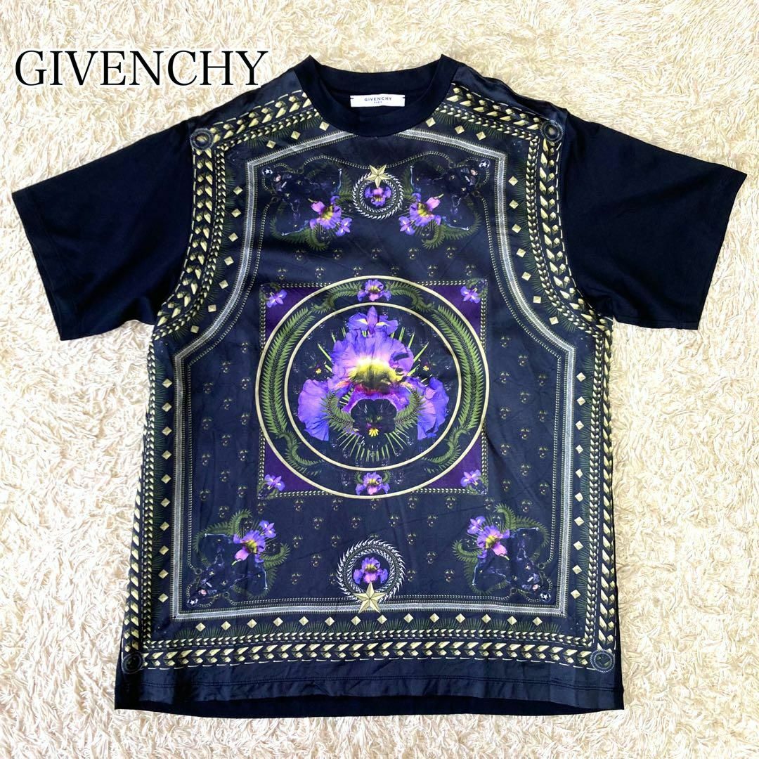 GIVENCHY(ジバンシィ)のGIVENCHY スカーフ柄 花柄 フラワー 黒豹 tシャツ 半袖 ブラック 黒 メンズのトップス(Tシャツ/カットソー(半袖/袖なし))の商品写真