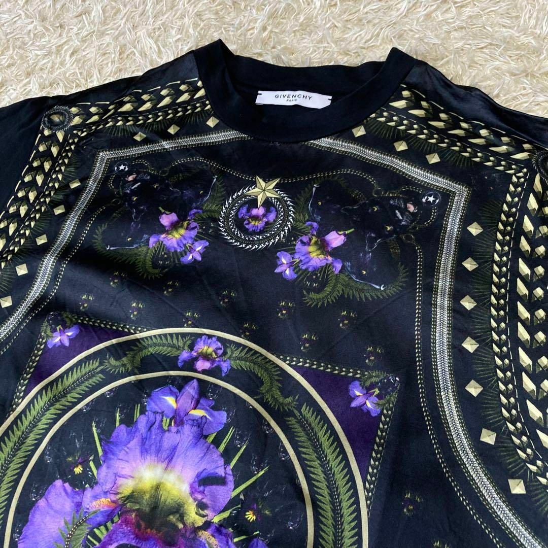 GIVENCHY(ジバンシィ)のGIVENCHY スカーフ柄 花柄 フラワー 黒豹 tシャツ 半袖 ブラック 黒 メンズのトップス(Tシャツ/カットソー(半袖/袖なし))の商品写真