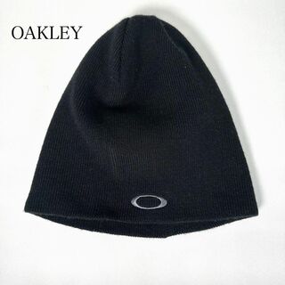 オークリー(Oakley)のOAKLEY オークリー Y2K 刺繍 ビーニー ニット帽 ブラック 黒(ニット帽/ビーニー)