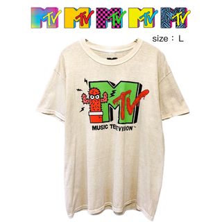 エムティーヴィー(MTV)のMTV　エムティーヴィー　Tシャツ　L　ベージュ　USA古着(Tシャツ/カットソー(半袖/袖なし))