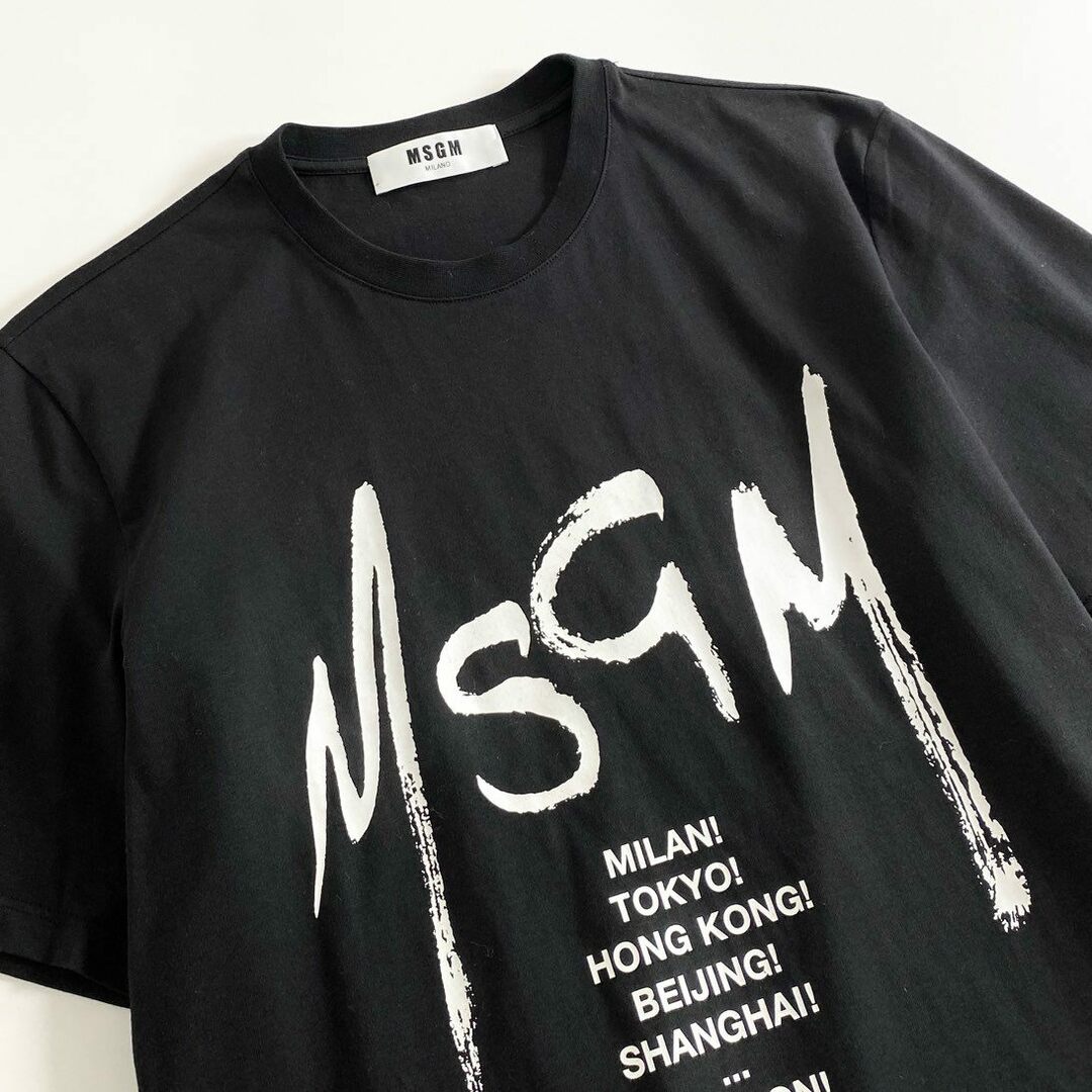 MSGM(エムエスジイエム)の1d24 イタリア製 MSGM エムエスジーエム Tシャツ カットソー トップス フロントロゴ サイズS ブラック コットン100％ メンズ メンズのトップス(Tシャツ/カットソー(半袖/袖なし))の商品写真