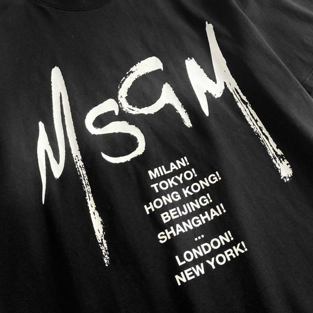 MSGM(エムエスジイエム)の1d24 イタリア製 MSGM エムエスジーエム Tシャツ カットソー トップス フロントロゴ サイズS ブラック コットン100％ メンズ メンズのトップス(Tシャツ/カットソー(半袖/袖なし))の商品写真