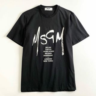 MSGM - 1d24 イタリア製 MSGM エムエスジーエム Tシャツ カットソー トップス フロントロゴ サイズS ブラック コットン100％ メンズ