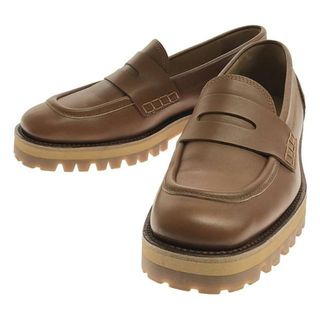 ドリスヴァンノッテン(DRIES VAN NOTEN)の【美品】  DRIES VAN NOTEN / ドリスヴァンノッテン | Vibram / ヴィブラム レザー ローファー / 革靴 | 38 | ブラウン | レディース(ブーツ)