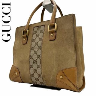 グッチ(Gucci)の希少　GUCCI グッチ　トートバッグ　GGキャンバス　スエード　d2 ブラウン(トートバッグ)