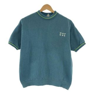 チャンピオン(Champion)のCHAMPION / チャンピオン | 60s ヴィンテージ プロダクツタグ プリント リンガー スウェット Tシャツ | L | ブルー | メンズ(Tシャツ/カットソー(半袖/袖なし))