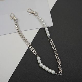 【人気商品♡】ウォレットチェーン 財布 バッグ パール シルバー レディース (ウォレットチェーン)