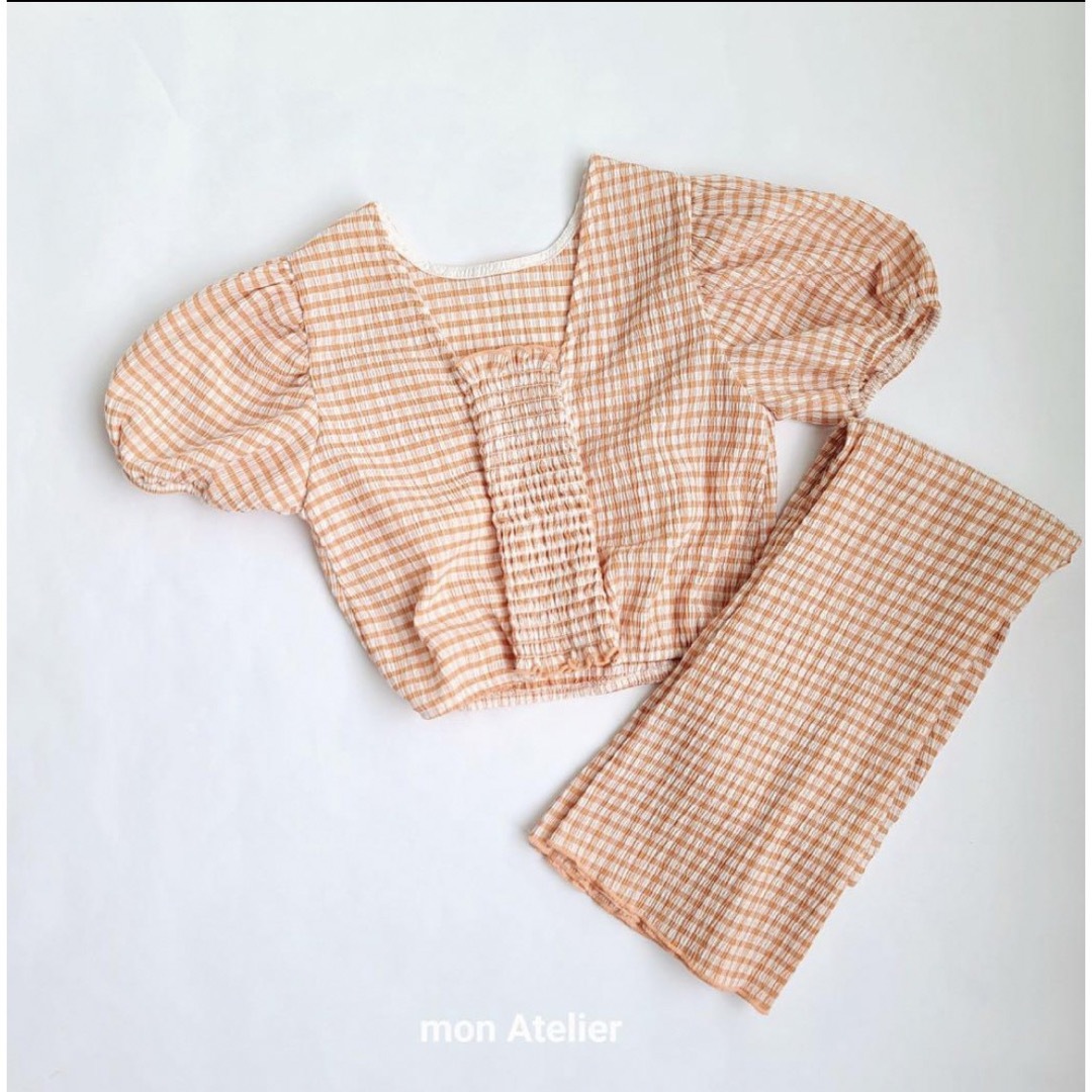 韓国子供服 mon Atelier モンアトリエ セットアップ M キッズ/ベビー/マタニティのキッズ服女の子用(90cm~)(Tシャツ/カットソー)の商品写真