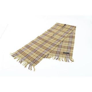 バーバリー(BURBERRY)のバーバリー タグ付 ノバ チェック マフラー ウール 100％ ストール ショール 秋 冬 フリンジ カーキ メンズ レディース EEE 0221-E10(マフラー)