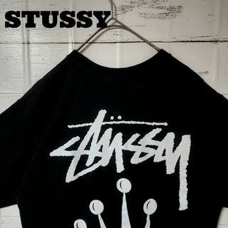 ステューシー(STUSSY)のSTUSSY ステューシー Tシャツ クラウン バックロゴ ブラック プリント(Tシャツ/カットソー(半袖/袖なし))