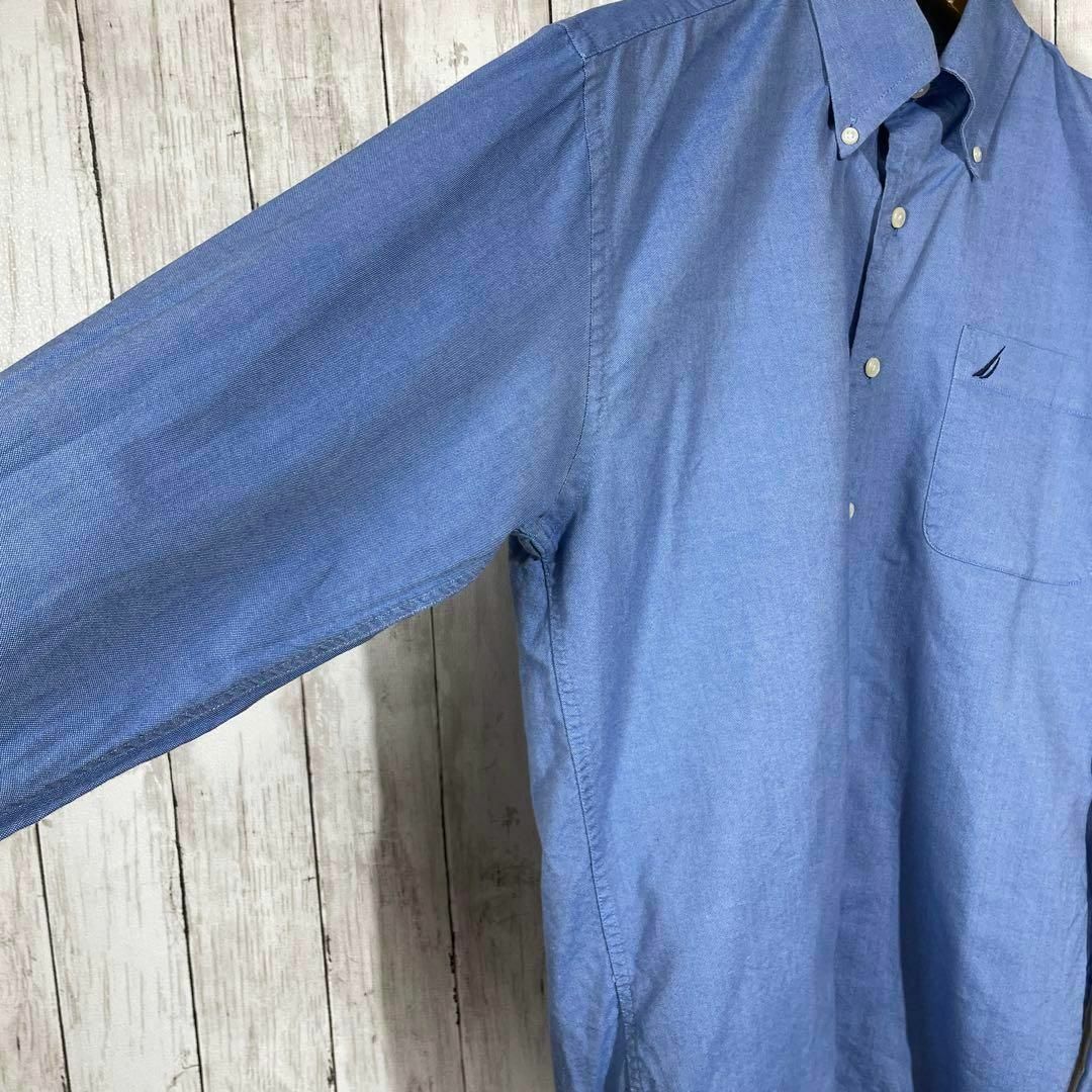 NAUTICA(ノーティカ)のノーティカ　NAUTICA　胸ポケット刺繍　青ブルー無地プレーンＢＤ長袖シャツ メンズのトップス(シャツ)の商品写真