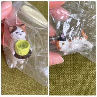 くださいの像　ふちやすみにゃんこ　三毛猫　セット