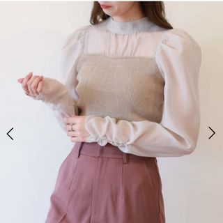 アルシーヴ(archives)の【美品】アンシーヴ　archives  シアーキリカエパワショルニットＴＯＰＳ(カットソー(長袖/七分))