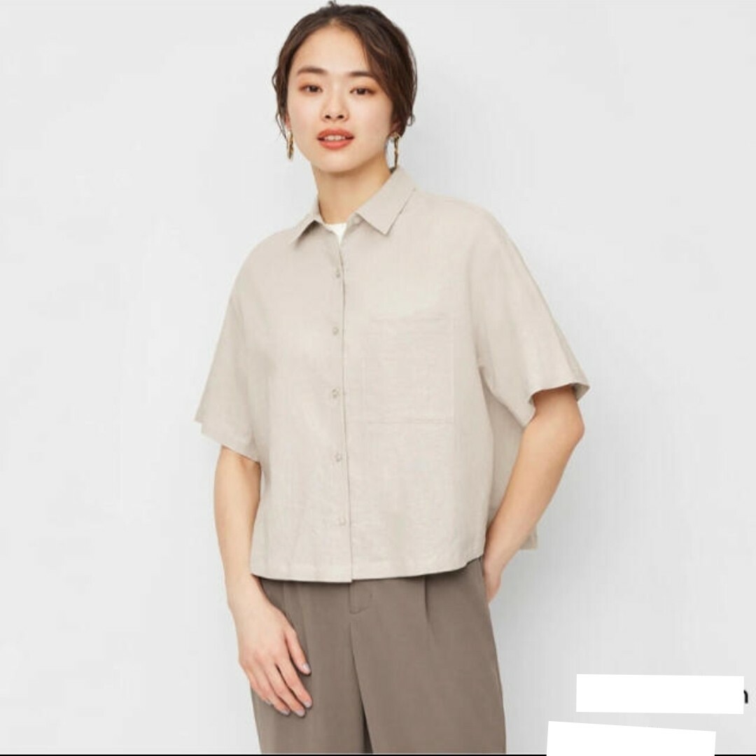 GU - GU リネンブレンドオーバーサイズシャツ 半袖 Lサイズ GU - GU リネンブレンドオーバーサイズシャツ 半袖 Lサイズ