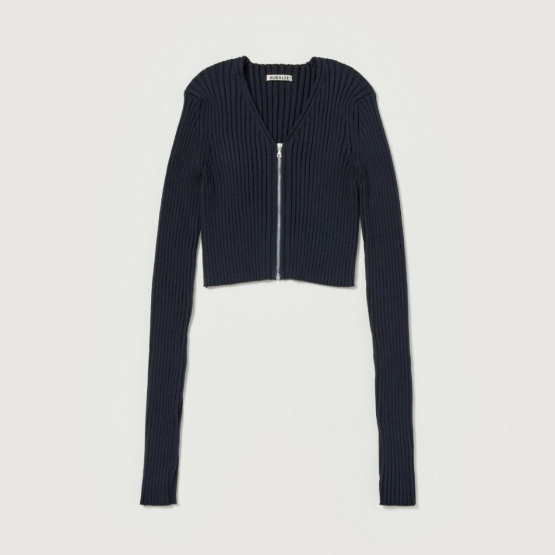 AURALEE(オーラリー)のDRY COTTON WIDE RIB KNIT ZIP CARDIGAN レディースのトップス(カーディガン)の商品写真