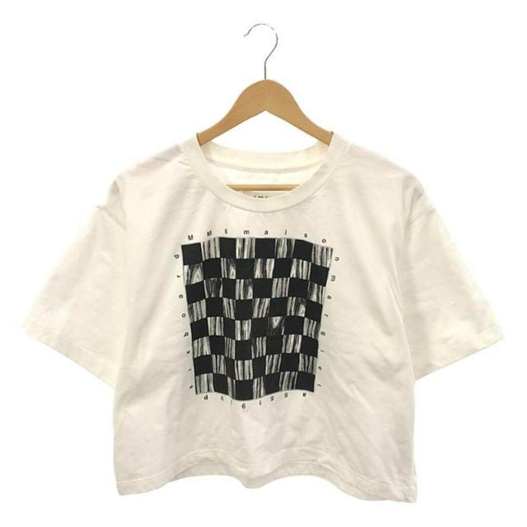 MM6 Maison Margiela / エムエムシックスメゾンマルジェラ | 2019SS | CHECKERS PRINTED SHORT TEE Tシャツ | 1 | ホワイト/ブラック | レディース レディースのトップス(Tシャツ(半袖/袖なし))の商品写真
