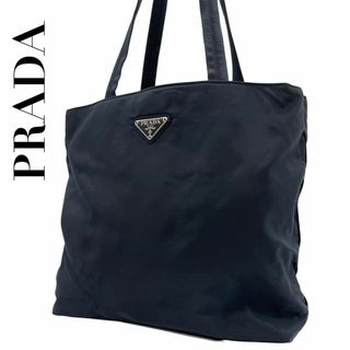 プラダ(PRADA)の美品　PRADA プラダ　K ナイロン　肩掛け　トートバッグ　三角ロゴ　ネイビー(トートバッグ)