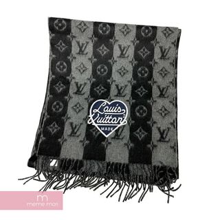 ルイヴィトン(LOUIS VUITTON)のLOUIS VUITTON LV Echalp Stripe Cashmere Muffler ルイヴィトン エシャル ストライプ カシミヤマフラー ヴァージル・アブロー NIGO コラボ ロゴ ブラック 【240422】【中古-A】【me04】(バンダナ/スカーフ)