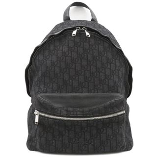 クリスチャン・ディオール Christian Dior リュック・デイパック キャンバス レザー ブラック シルバー金具 黒  【中古】