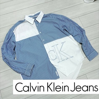 Calvin Klein - 美品■Calvin Klein■ビッグシルエット パッチワーク デカロゴ シャツ
