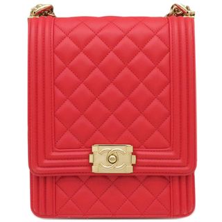 シャネル(CHANEL)のシャネル CHANEL ショルダーバッグ ボーイシャネル チェーンショルダー キャビアスキン レッド ゴールド金具 AS0130 27****** 【箱】【中古】(ショルダーバッグ)