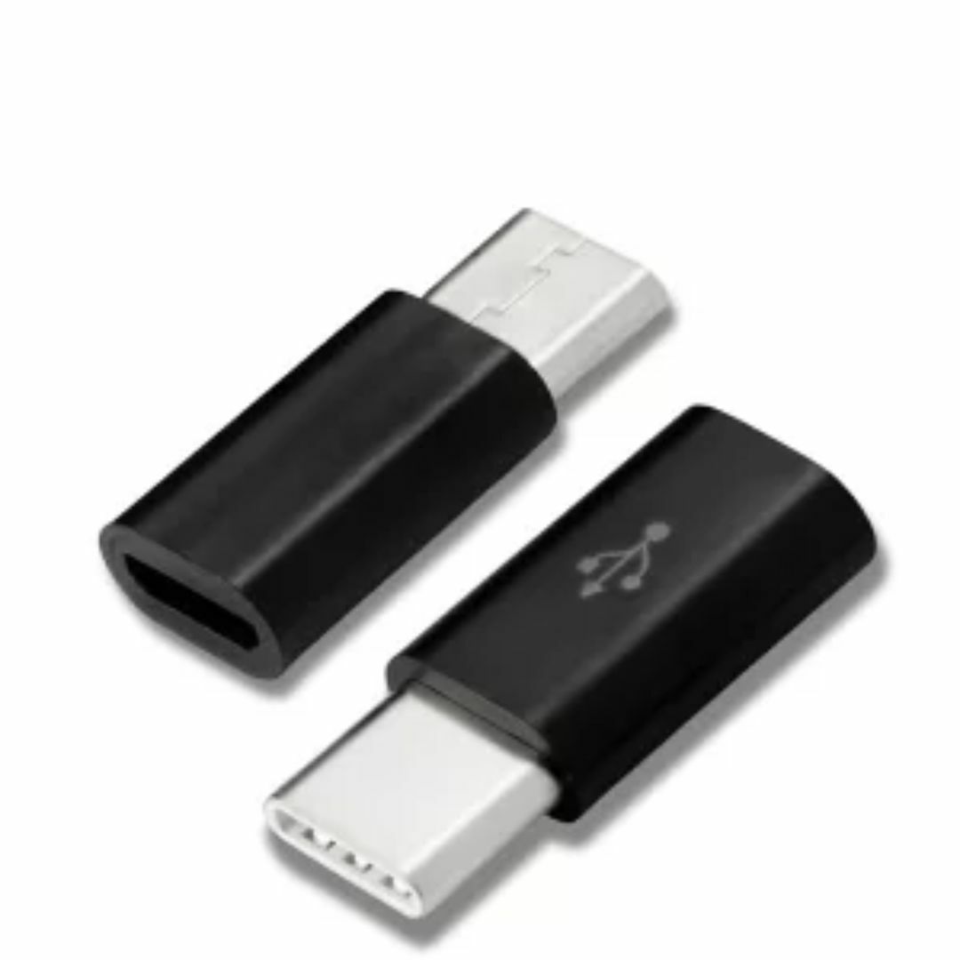  Micro USB -Type-C 変換アダプター　ブラック２個セット　 スマホ/家電/カメラのスマホアクセサリー(その他)の商品写真