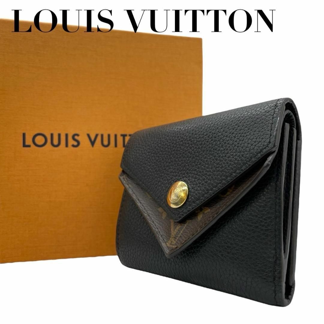 LOUIS VUITTON(ルイヴィトン)の美品　ルイヴィトン　w1 ドゥーブル　V コンパクト　黒　モノグラム　折り財布 メンズのファッション小物(折り財布)の商品写真