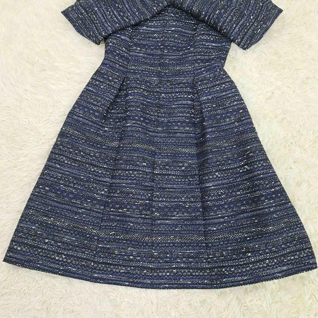 極美品】Rene 高級素材 TISSUE ツイード ワンピース 長袖 38 極美品】Rene 高級素材 TISSUE ツイード ワンピース 長袖 38