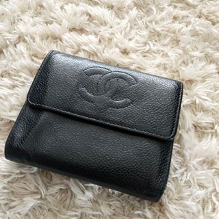 CHANEL - CHANEL シャネル キャビアスキン 三つ折財布