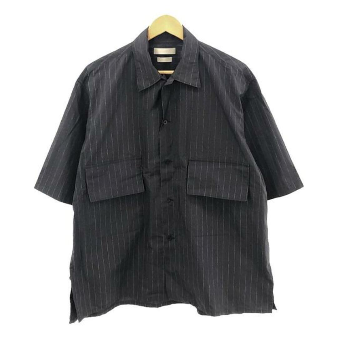 YOKE(ヨーク)のYOKE / ヨーク | 2022SS | HAND STRIPE PRINT SHIRT S/S ハンドストライププリント 半袖シャツ | 3 | ネイビー | メンズ メンズのトップス(Tシャツ/カットソー(半袖/袖なし))の商品写真