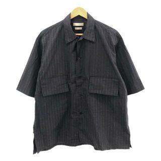 ヨーク(YOKE)のYOKE / ヨーク | 2022SS | HAND STRIPE PRINT SHIRT S/S ハンドストライププリント 半袖シャツ | 3 | ネイビー | メンズ(Tシャツ/カットソー(半袖/袖なし))