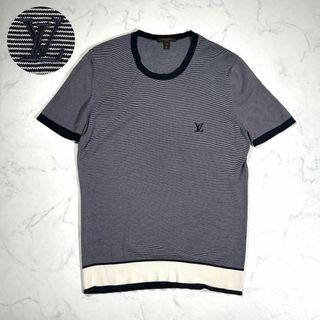 ルイヴィトン(LOUIS VUITTON)の【極美品】LOUIS VUITTON ルイヴィトン　刺繍ロゴボーダーTシャツ(Tシャツ/カットソー(半袖/袖なし))