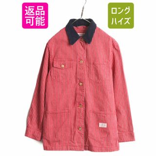 ラルフローレン(Ralph Lauren)の90s LAUREN ラルフローレン ストライプ カバーオール ジャケット レディース M / 90年代 オールド ポロ コットン ワーク コート ヒッコリー(ブルゾン)