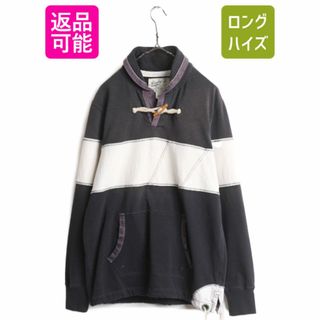 ラルフローレン(Ralph Lauren)のラグビー ラルフローレン ショールカラー 長袖 ラガー シャツ メンズ M 古着 RUGBY ポロ 長袖シャツ トグル モノトーン ポケット付き 黒 白(シャツ)