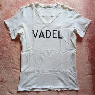 バデル(VADEL)の★【VADEL】バデル☆お洒落ロゴ切りっ放し白ホワイト綿コットンVネックTシャツ(Tシャツ(半袖/袖なし))