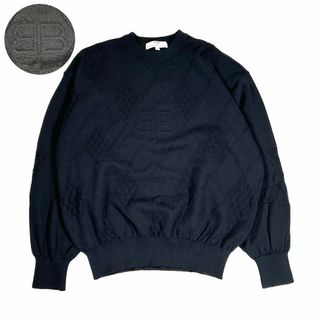 【極美品】BALENCIAGA バレンシアガ　ヴィンテージBBロゴチェックニット