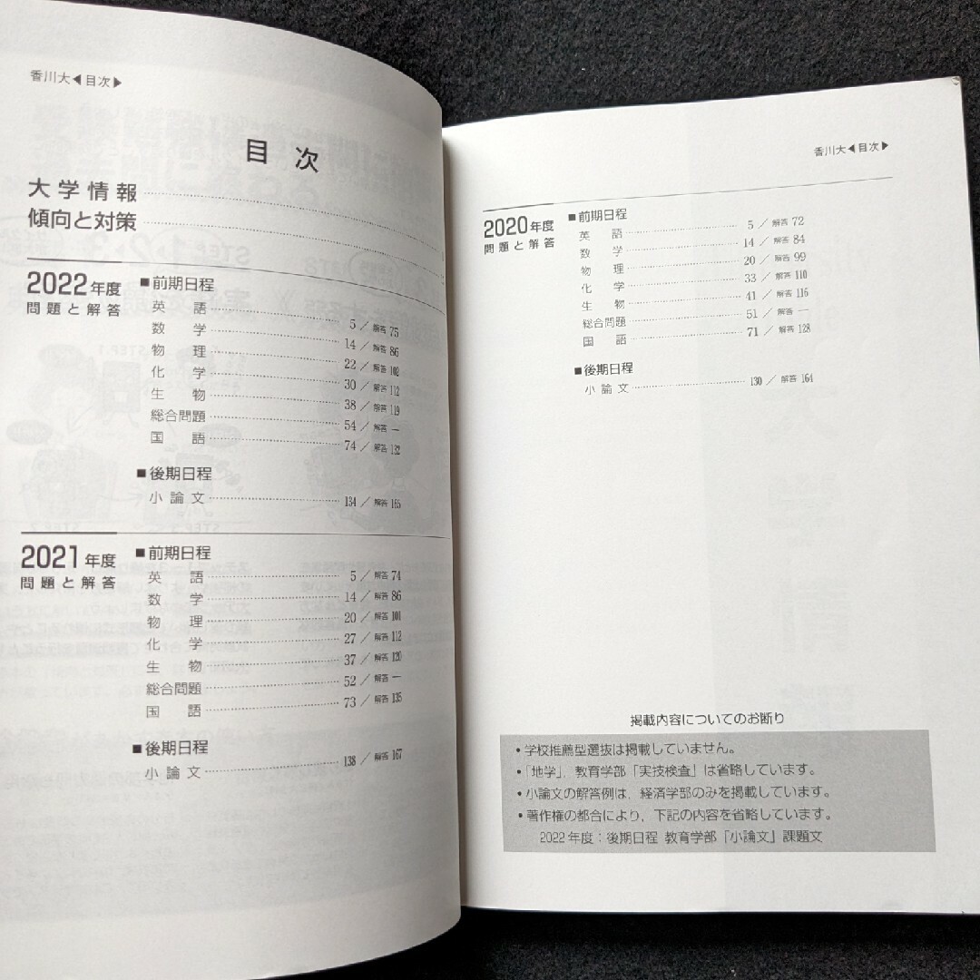 香川大学 赤本　2021 過去問題集　英語　数学　化学　生物　総合問題　小論文 エンタメ/ホビーの本(語学/参考書)の商品写真