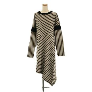 MM6 Maison Margiela / エムエムシックスメゾンマルジェラ | Stripes Wool Long Sleeves Medium Dresses ニットワンピース | M | ブラック/ベージュ | レディース(ロングワンピース/マキシワンピース)