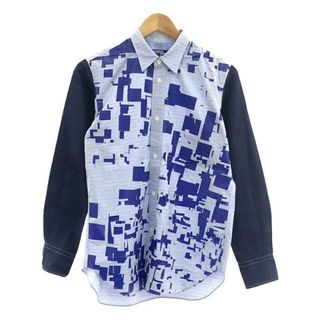 【美品】  JUNYAWATANABE COMMEdesGARCONS MAN / ジュンヤワタナベマン | ジャガード プリント加工 コットンシャツ | XS | ネイビー/サックス | メンズ(Tシャツ/カットソー(七分/長袖))