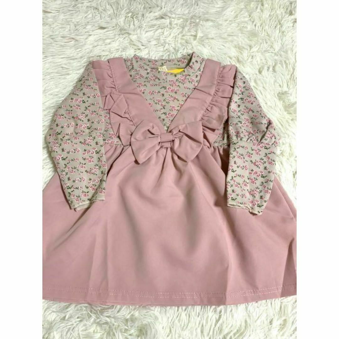 子供服　女の子　ワンピース　90サイズ　可愛い　長袖　リボン キッズ/ベビー/マタニティのキッズ服女の子用(90cm~)(ワンピース)の商品写真