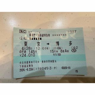 4/28 東京-広島/博多　指定席