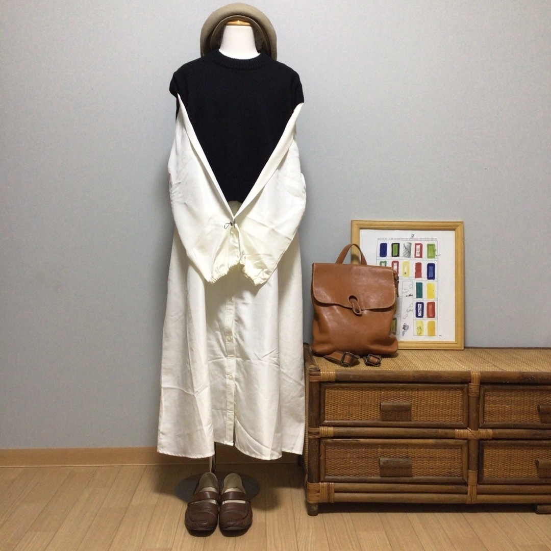 chocol raffine robe(ショコラフィネローブ)のショコラフィネローブ ニットベスト×シャツワンピース コンビセット^^☆ レディースのワンピース(ロングワンピース/マキシワンピース)の商品写真